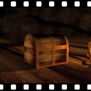 Treasure chest to green screen stock video animated clip
