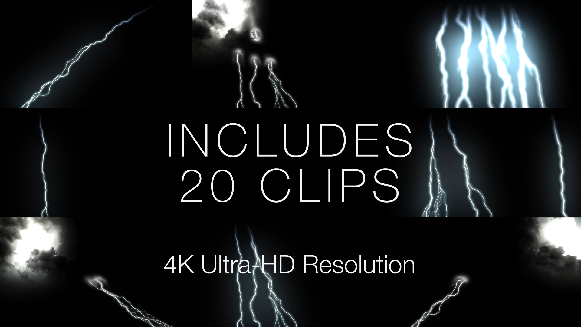 Lightning Strike Overlays Includes 20 Clips