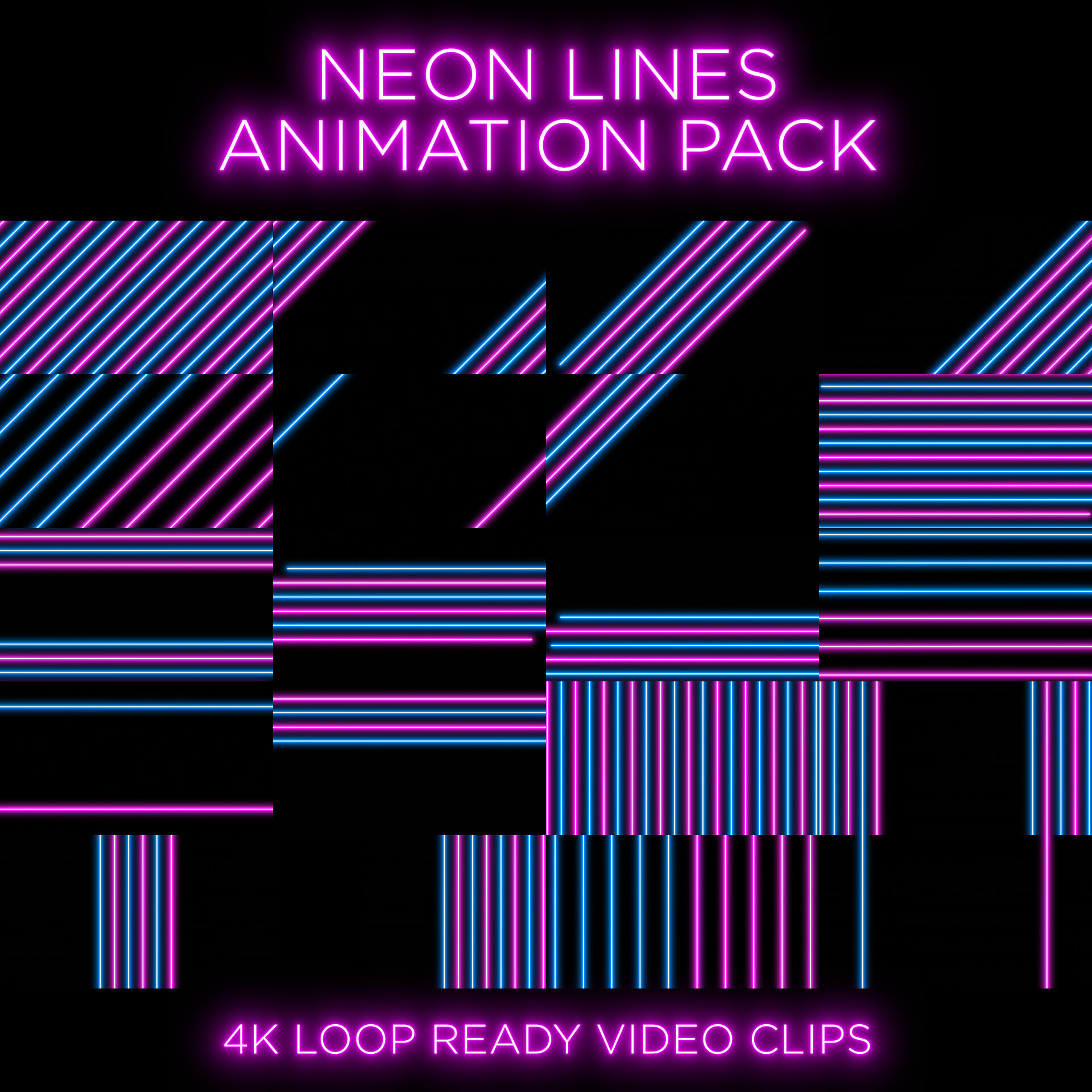 Neon Line Background Animation Stock Footage Pack 1
