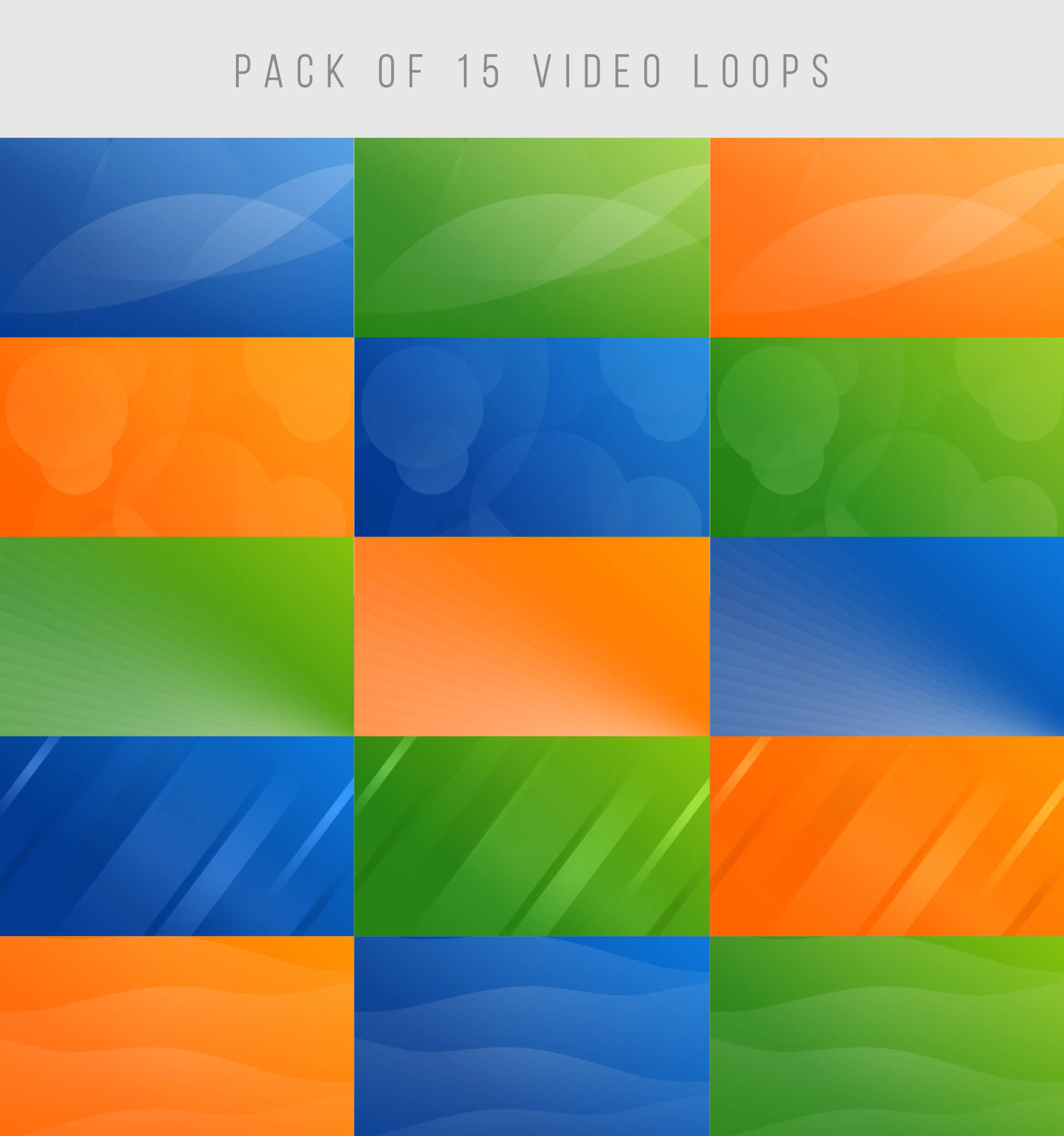 Pack of 15 video background loops gradients