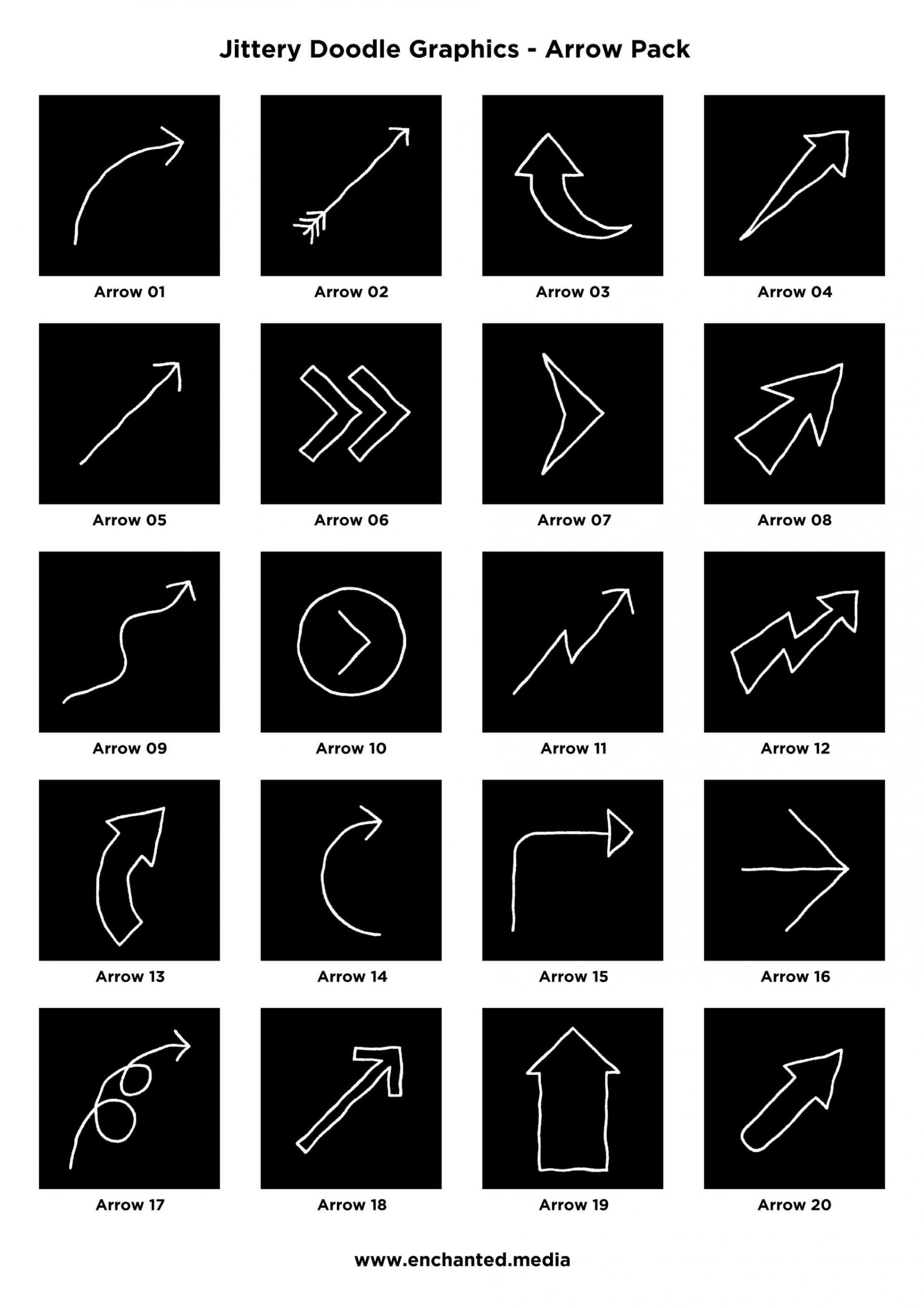 Jittery Doodle Graphics - Arrows Pack - Animation FX Reference