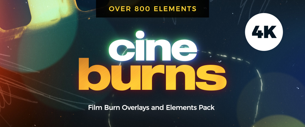 Promotional banner for CINEBURNS VFX overlay pack