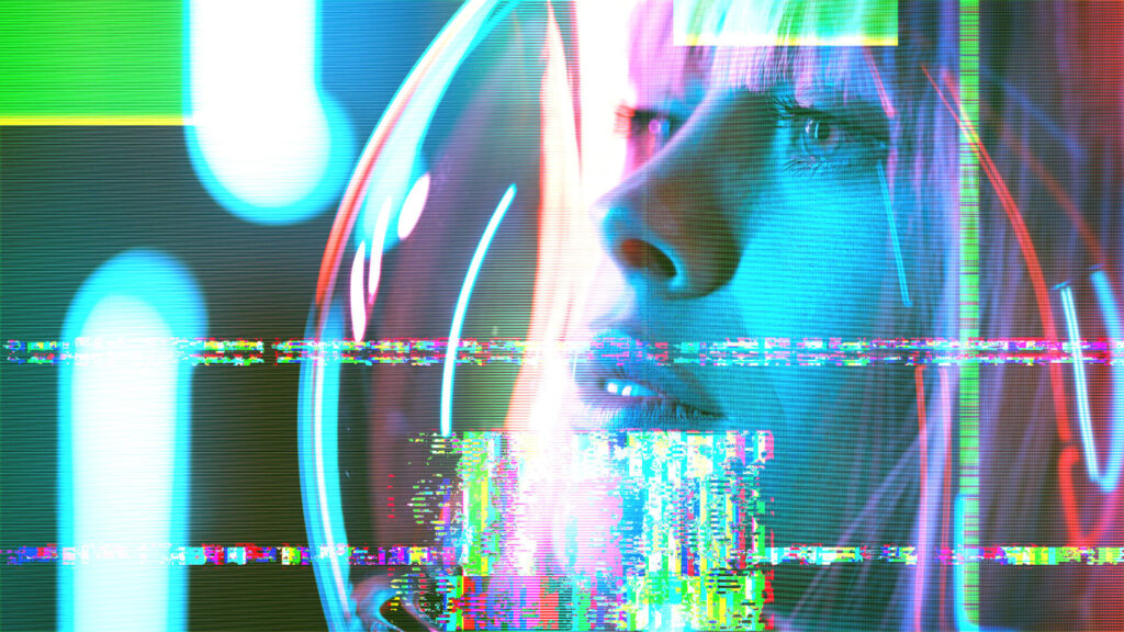 Example of glitchy overlay on video footage.