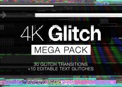 Glitch overlay effect and video transition pack for After Effects and Premiere