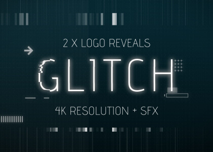 Glitch effect logo reveals After Effects templates