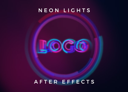 Neon Lights free youtube intro logo reveal After Effects template