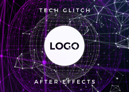 Glitch effect free youtube intro logo reveal After Effects template