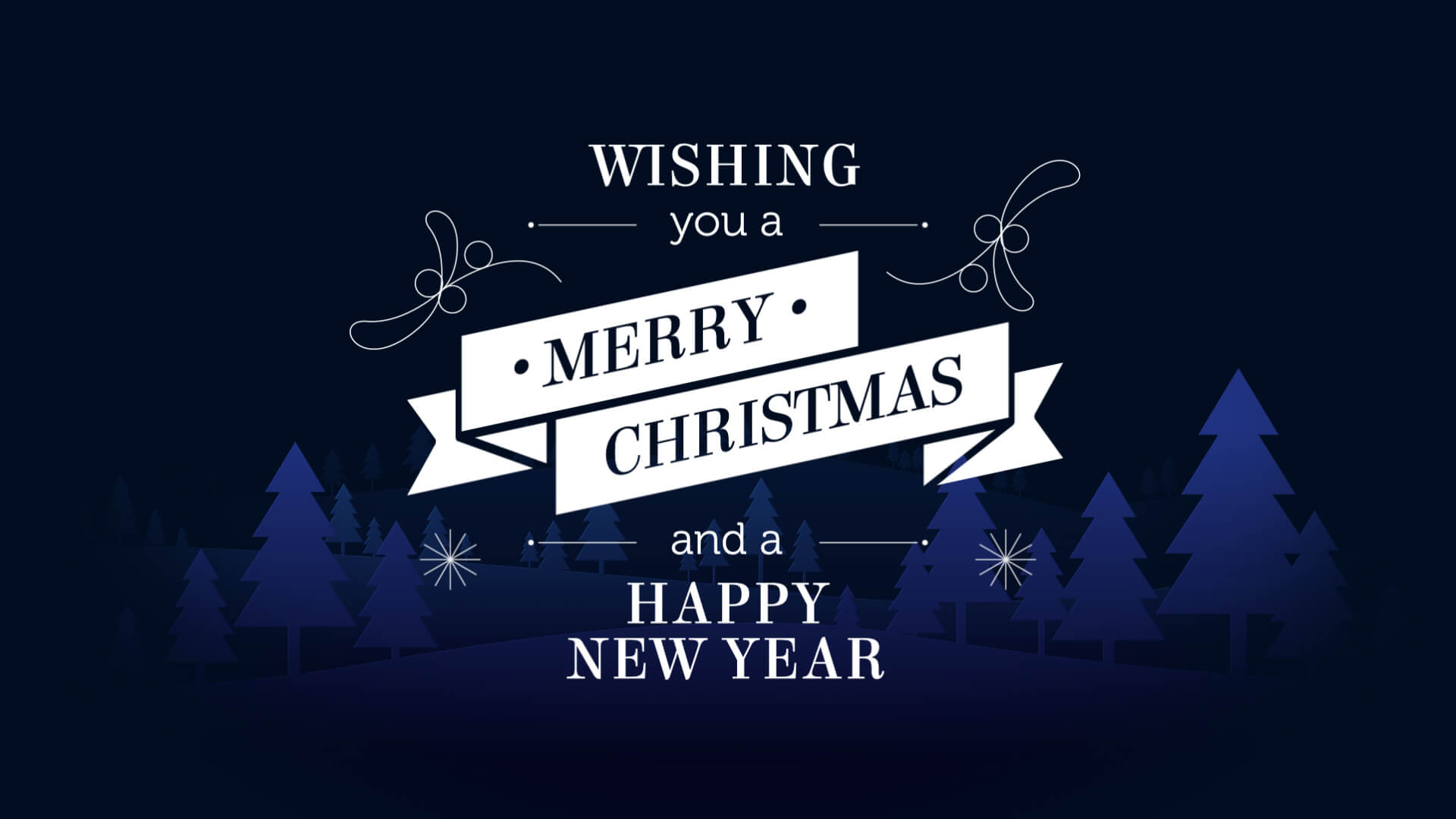 Merry Christmas Happy New Year Badge Animation Blue