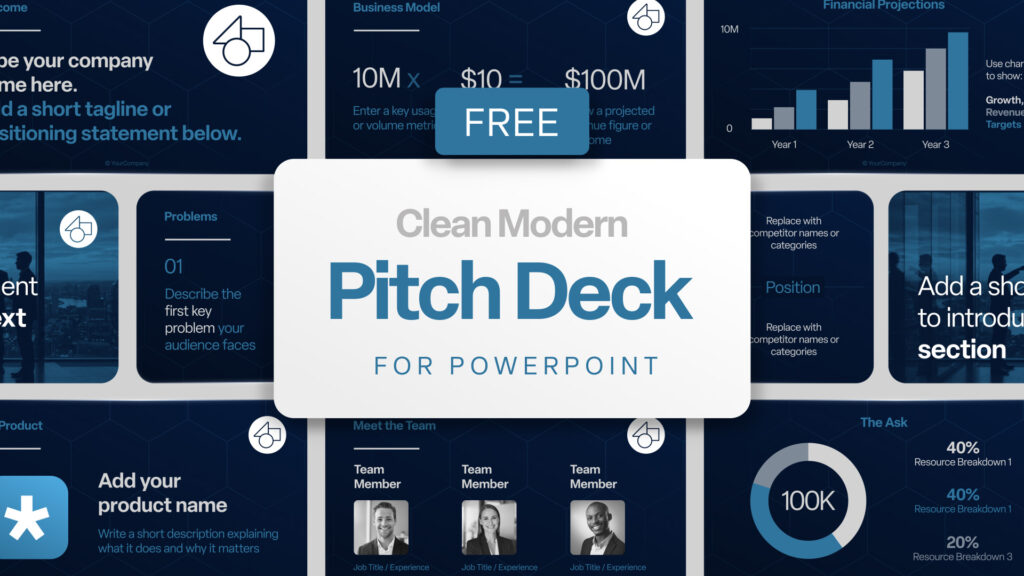 Free Clean Modern Pitch Deck for PowerPoint