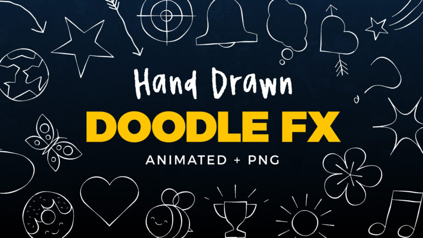 Preview of hand drawn doodle overlay elements from the Doodle FX Overlay Elements Pack