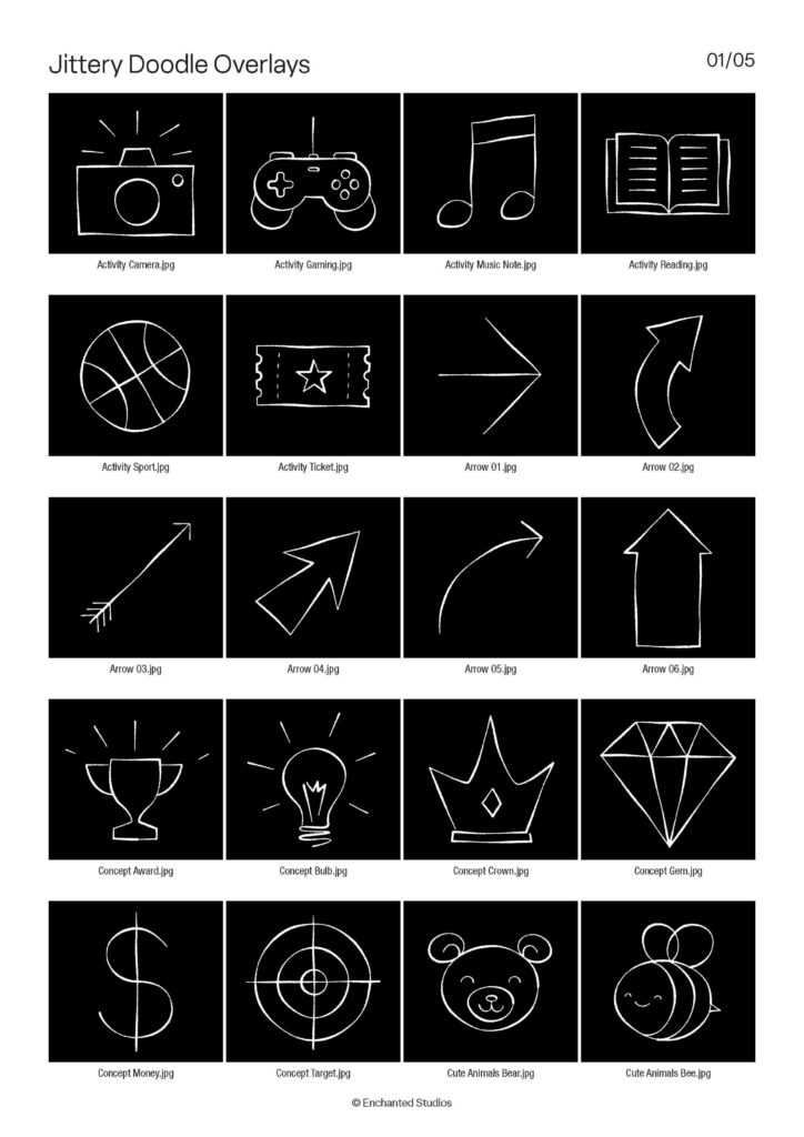 Gallery page 1 of included doodle overlay elements
