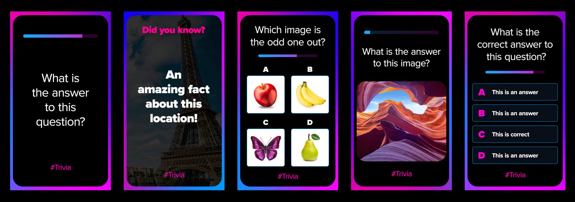 Five Vertical Quiz and Trivia Templates for Premiere Pro