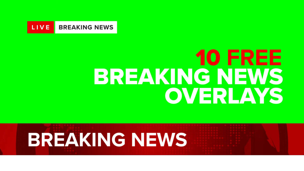 Free breaking news green screen overlay graphics pack with animated news banners and broadcast-style graphics
