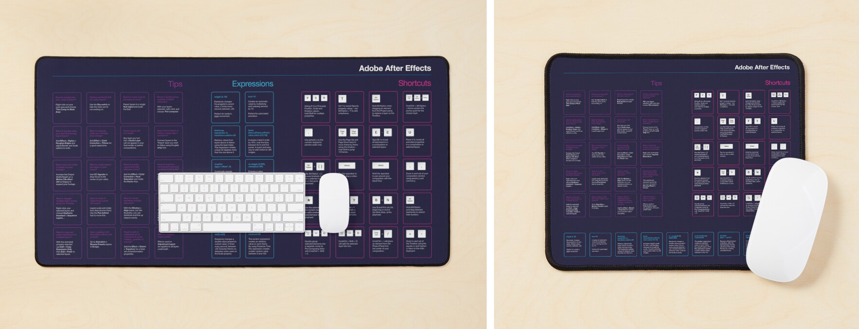 After Effects Shortcuts Desk Mat Mouse Pad